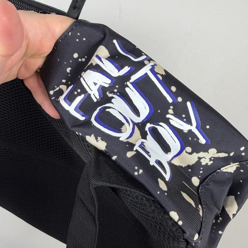 Fall Out Boy Backpack Black Paint Splatter Mania Adjustable Straps Young Menace
